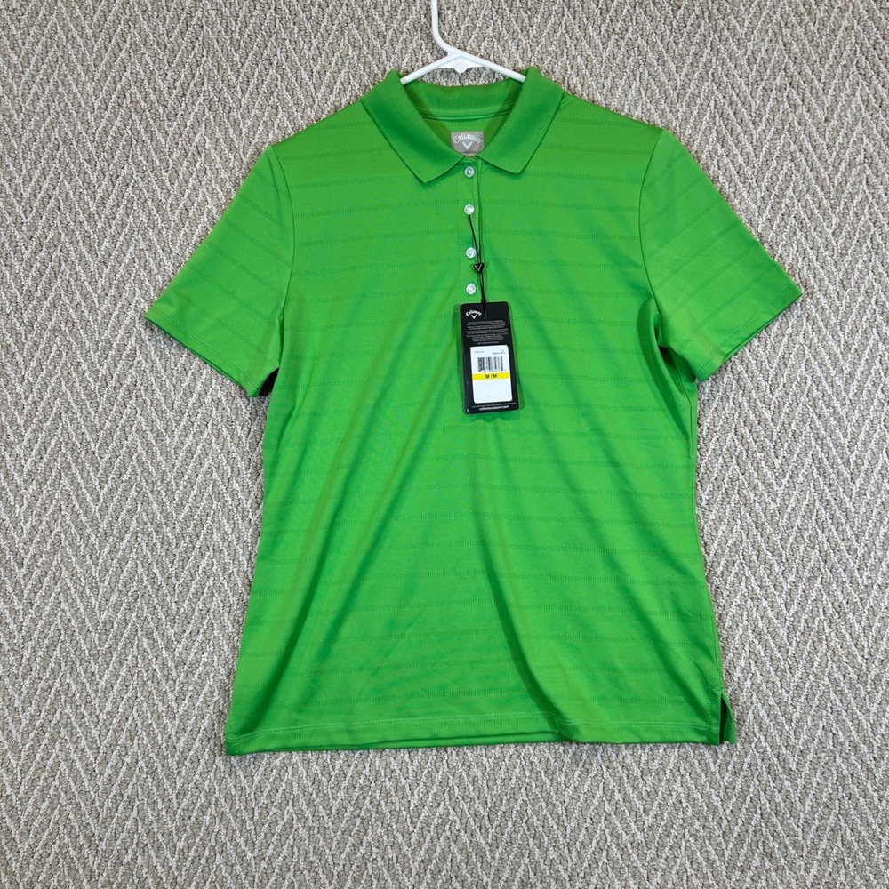 Callaway Shirt Mens Medium Green Opti Dri Golf Polo Preppy Ventilated Stripe